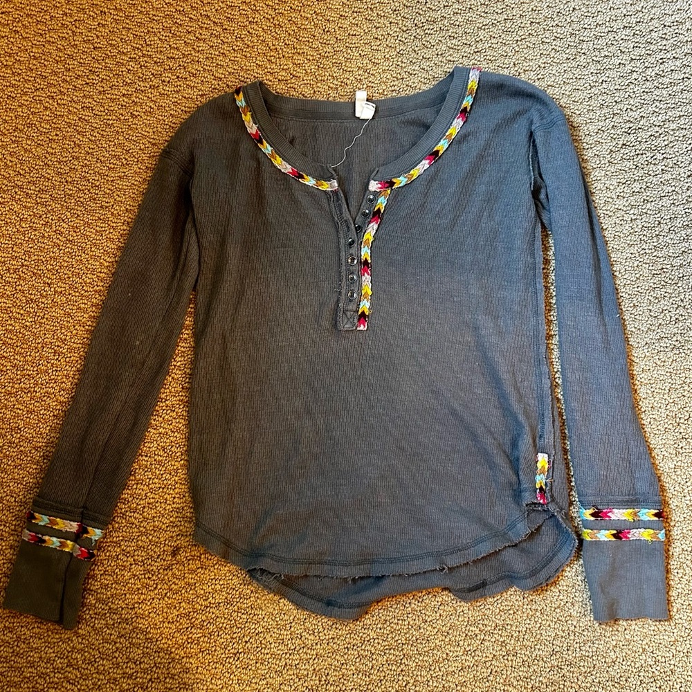 free people long sleeve multicolor top - size XS
